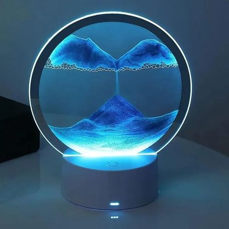 Image de sable rotative avec lumière LED, art de sable mouvement 3D, lampe table peinture sable fluide dynamique YYV (1/4)