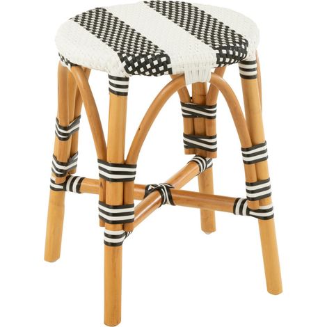 Tabouret en Rotin "Danial" 44cm Noir