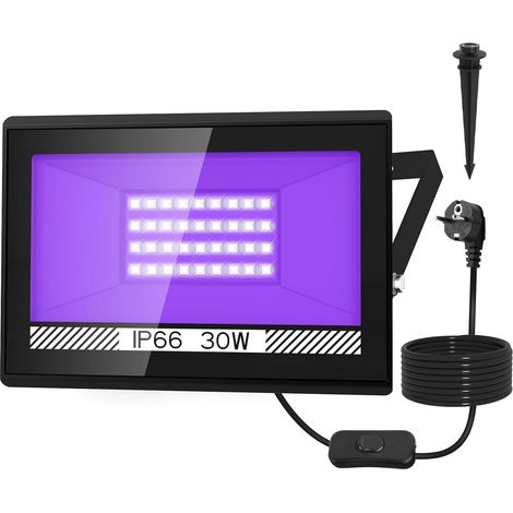 Projecteur Lumière Noire LED 30W UV 395nm, Idéal pour Body Painting, Bars, Fêtes, Halloween et Événements Spéciaux