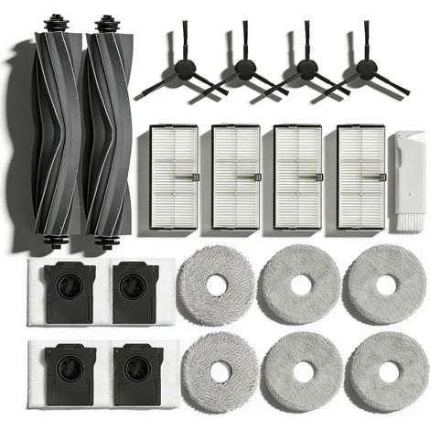 20 Zubehörteile, 6 Wischpads, 4 Beutel, 4 Filter, 2 Hauptbürsten, 4 Seitenbürsten für Saugroboter (1/5)