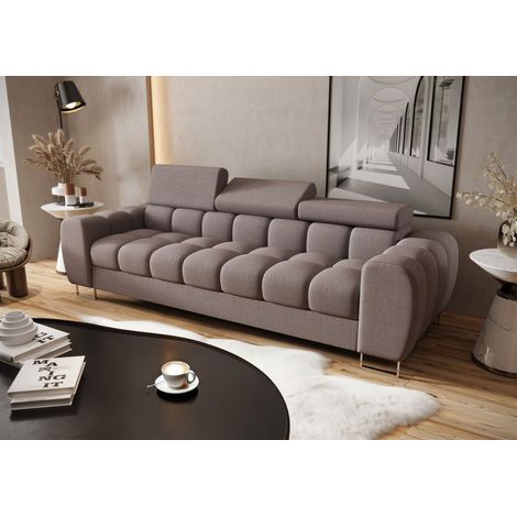 Sofa Designersofa BASTIEN 3-Sitzer in Stoff Gemma Aschgrau (1/2)