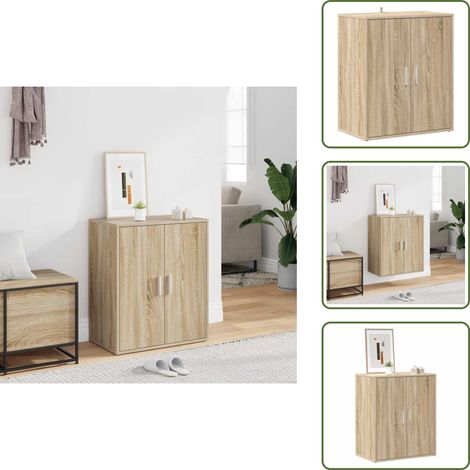 Armoire à chaussures Chêne sonoma 60x35x70 cm Bois d’ingénierie - Armoire À Chaussures - Meuble Entrée - Rangement Chaussures - Organiseur Chaussures - Rangement Intérieur