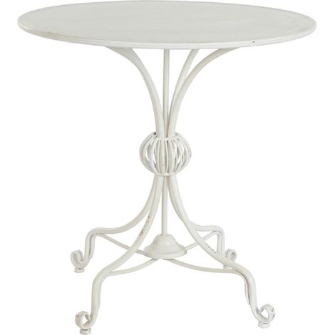 Table d'appoint ronde en métal coloris blanc - Diamètre 81 x Hauteur 81.5 cm -PEGANE- (1/5)