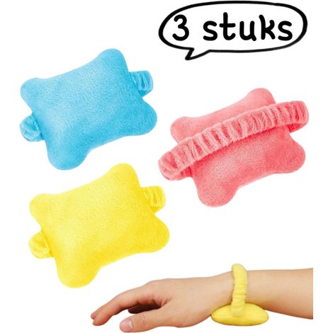 Ensemble de 3 repose poignets avec coussinets et bande élastique pour bureau tapis de souris et soutien des mains couleurs assorties rose jaune et bleu (1/5)