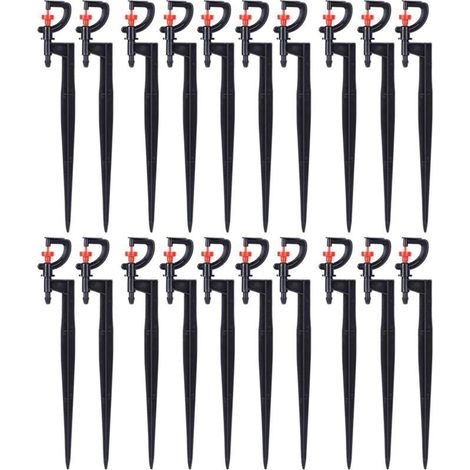 Lot de 20 micro-arroseurs rotatifs à 360 degrés de type G pour jardin, serre, pelouse, arrosage avec tuyau d'arrosage 4/7 (1/4)