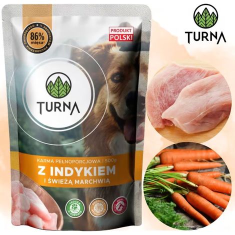 Cibo umido per cani Turna con tacchino e carote fresche 500 g (1/4)