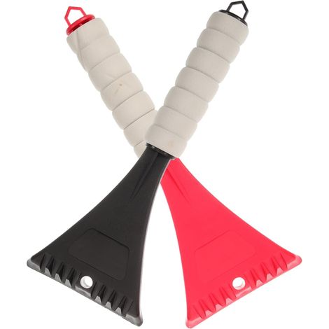 Lot de 2 pelles à neige robustes en plastique pour voiture avec lame à glace et outil de déneigement portable pour les urgences hivernales (noir et rouge) (1/5)