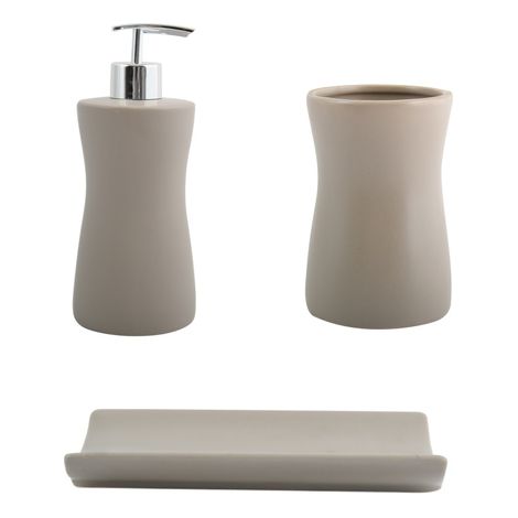 Ensemble 3 accessoires de salle de bain Céramique PALMA Taupe MSV