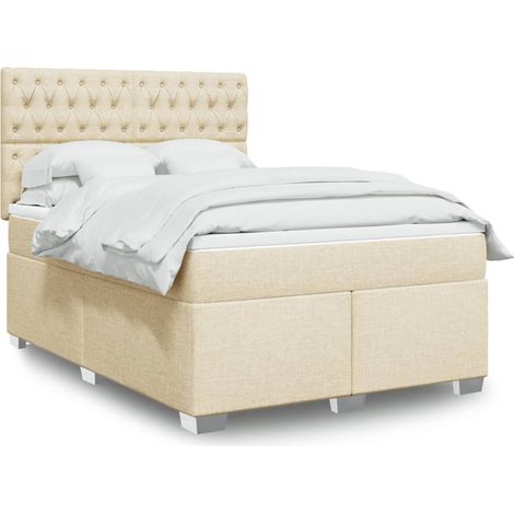 Boxspringbett mit Matratze Creme 140x200 cm Stoff vidaXL (1/5)