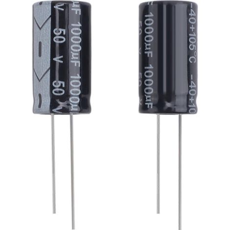 Condensateur électrolytique radial 50 V 1000 µF 105 °C 25 x 13 mm - Noir (lot de 2) (1/5)