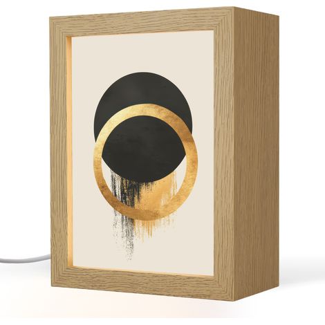 TABLE LAMP Abstract design - Black circle - Paint spots 15x20 cm