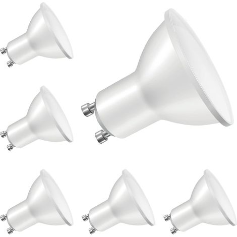 Lot de 6 ampoules LED GU10, équivalent ampoule halogène 40 W, 5 W, 400 lm, blanc lumière du jour 6000 K, ampoule à économie d'énergie pour plafonniers, angle de faisceau 120 ° [Classe énergétique A]