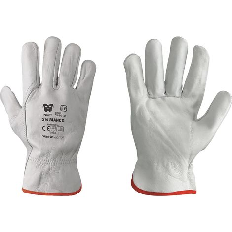 Guanti Neri Pelle Fiore Bovino Art 214 Tg. 8 12 Coppia