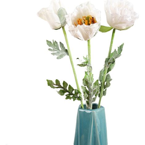 Bouquet De Coquelicots Artificiels En Soie Pour Décoration Mariage Et Maison - Blanc - Lot De 1 (1/2)