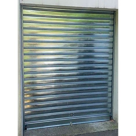 4M – Rideau métallique galvanisé manuel 7/10ème – Lames pleines – Largeur 2000mm – Hauteur 3000mm – Enroulement intérieur – Serrure fournie