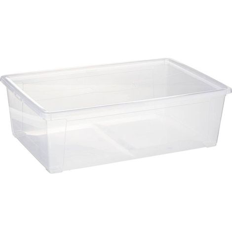Bote de rangement en plastique transparent 30L – Dimensions 59 x 40 x 17 cm – Polypropylène – Empilable et facile à nettoyer - 5five (1/4)