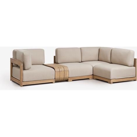 Canapé d'angle modulaire de jardin 4 pièces avec table d'appoint en bois d'acacia Brivori SKLUM (1/5)