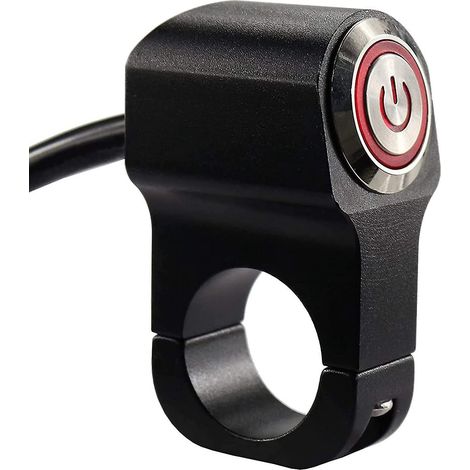 Interrupteur étanche 12 V pour moto avec voyant rouge sur le guidon - Idéal pour les véhicules électriques, les quads de course et les moteurs. (1/5)