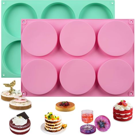 2 Pcs Silicone Muffin Top Pans for Baking, Non-Stick Round Baking Molds for Mini Cake, Muffin Top, Dessert, Hamburger, Sandwiches Making (1/5)