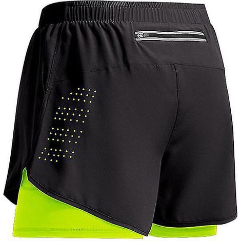 Sportshorts für Herren (2023), doppellagige Trainingsshorts, 2-in-1-Hose für den Sommer, ideal für Strand, Joggen, Fitnessstudio und Laufen, Größen Z bis XL, Neongrün