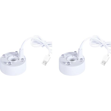 Mini pulvérisateur avec deux ports USB et quatre lumières LED de couleur, adapté aux fontaines d'intérieur, aux bassins de jardin et à la brumisation d'eau (blanc). (1/2)