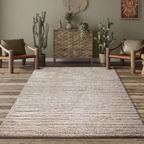 Shaggy Tapis de Salon élégant et Design à Poils Longs, Doux et Facile d'entretien, en Beige, 240 x 340 cm (1/5)