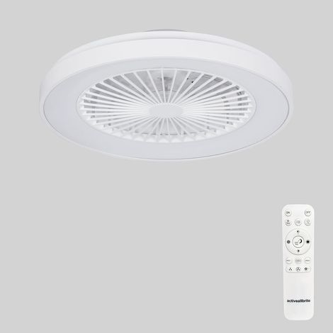 Ceiling fan white, DC 20W motor, adjustable wind speed with remote control, suitable for bedroom, children's room. (1/5)