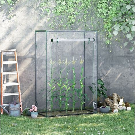 Foliengewächshaus 100x50x150 cm transparent aus Kunststoff mit Stahlrahmen und aufrollbarer Tür (1/5)