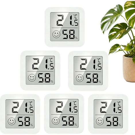 Lot de 6 Thermomètre Intérieur, Mini LCD Digital Hygrometer Intérieur, High Accuracy, Indicateur de Confort avec Support Adhésif, pour Maison Chambre Bébé Bureau Frigo (Blanc) (1/5)