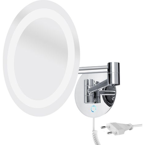 Lumineux Miroir Grossissant X 5, Rond, À Fixer (avec Perçage),avec Capteur Tactile Rétro-éclairé, Chrome Nimco (1/5)
