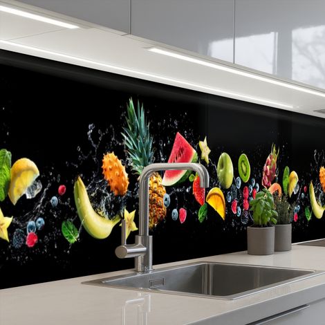 REVETEMENT MURAL DE CUISINE, CRÉDENCE DE CUISINE Splash - Fruit - Noir 350x60 cm