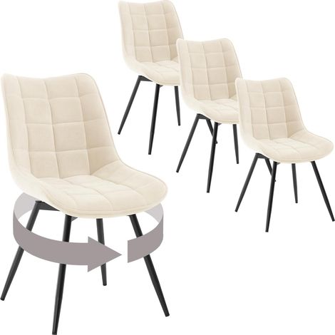 WOLTU 4x Sedie da pranzo, sedie per soggiorno, salotto, ufficio o terrazza, schienale ergonomico, seduta vellutoe gambe in metallo, Beige