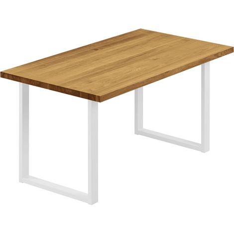 LAMO Manufaktur Esstisch Küchentisch, 120x60x76 cm (AxBxH), Loft, Rustikal / Weiss, LCG-01-A-003-9016L (1/5)