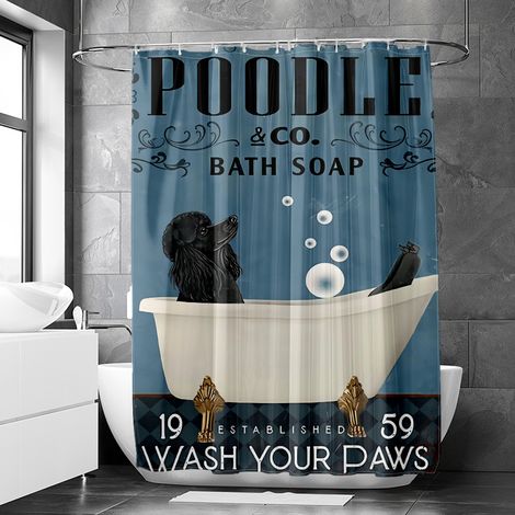 Rideau de douche motif chat dans baignoire ancienne, rideau salle de bain imperméable, 150x180 cm (1/5)