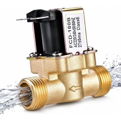 Électrovanne électrique en laiton, 1/2 "AC 220V électrovanne d'eau normalement fermée, électrovanne magnétique pour le contrôle de l'eau (1/5)