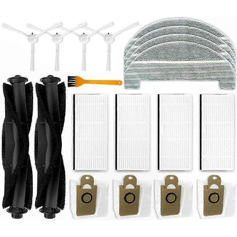 Pièces de rechange compatibles pour l'aspirateur robot Ultenic T10 : brosse principale, brosse latérale, filtre HEPA, serpillière, sac à poussière (1/5)