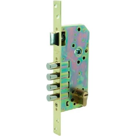 cerradura seguridad 4220s 50 mm latonado 4 bulones deslizantes picaporte reversible
