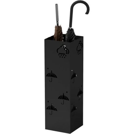 Schirmständer Regenschirmhalter mit 4 Haken, abnehmbare Wasserauffangschale Deko Schirmhalter für Sonnenschirm, Regenschirme & Gehstöcke Stahl 15,5 x 15,5 x 49 cm Schwarz On-Site (1/5)