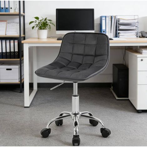 Fauteuil de bureau pivotant en velours gris foncé OKMYHOME (1/5)