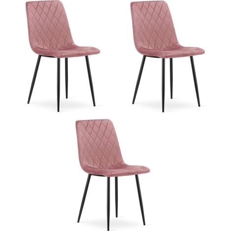 Chaise - leobert - turin - velours rosepieds noirs - 445 x 53 x 885 cm - lot de 3 211770149
