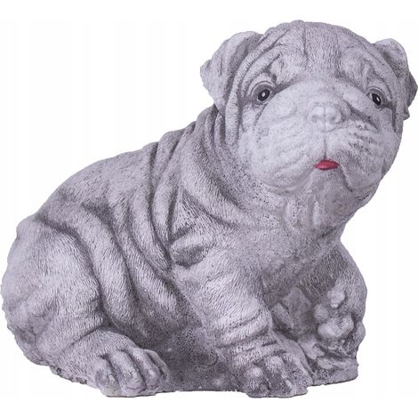 Sculpture de jardin représentant un bouledogue, en béton (1/4)