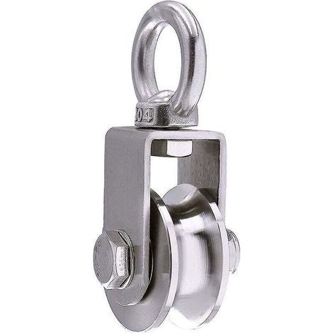 Poulie de levage 500kg - 48mm avec 2 roulements + anneau 201mm - Rainure U pour câble - Chargement/déchargement - Entrepreneurs et professionnels