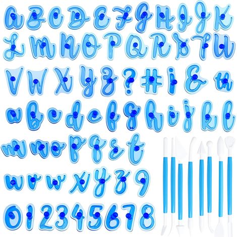 66 Emporte Piece Patisserie & 8 Stylos de Gravure de Cuisson, Emporte Piece Lettre Alphabet Tampon Lettre pour Argile, Emporte-pièces pour la Réalisation de Gâteaux, Biscuits et Desserts (1/5)