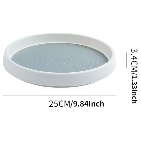 360 Rotation antidérapante étagère à épices garde-manger armoire plateau tournant avec bac de rangement à Base large organisateur rotatif pour assaisonnement de cuisine S (1/5)