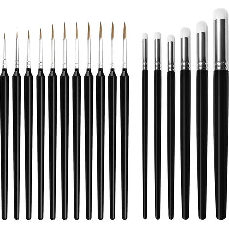 17 Pièces Pinceaux Peinture, 11 Peinture Acrylique Ronds en Nylon et 6 Pinceaux Secs, Professionnel Artiste Pinceau Set, Pinceaux Fins pour Huile Gouache Aquarelle Acrylique (1/5)