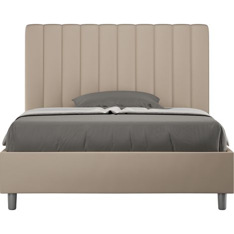 Letto Matrimoniale Francese 140x200 cm con Rete e Contenitore Agueda Tortora (1/5)