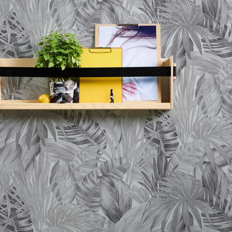 Papier peint tropical jungle Gris clair 10mx 0.53 m (1/2)
