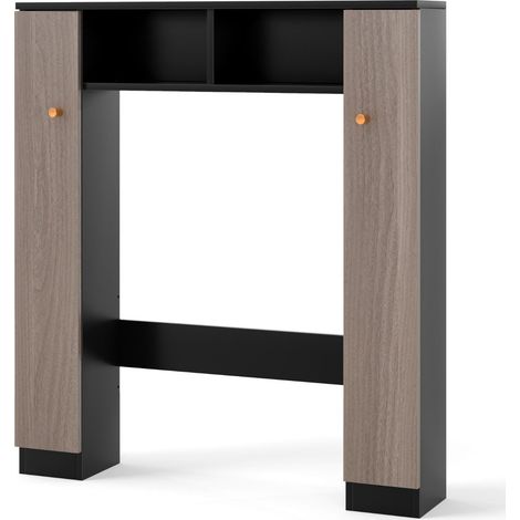 Mobiletto portaoggetti sopra il WC 87,5 x 18 x 98 cm design moderno e salvaspazio in MDF nero 200016143