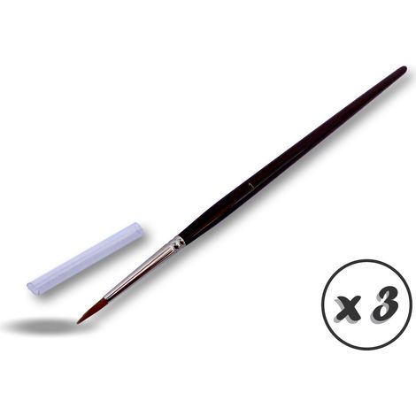 Pinceau rond aquarelle martre Kolinsky pure Virole laiton nickelé - Quantité x 3 - Court noir n° 1