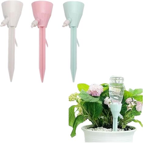 Lot de 3 piquets d'arrosage automatique avec interrupteur de valve réglable pour un entretien efficace des plantes d'intérieur et d'extérieur